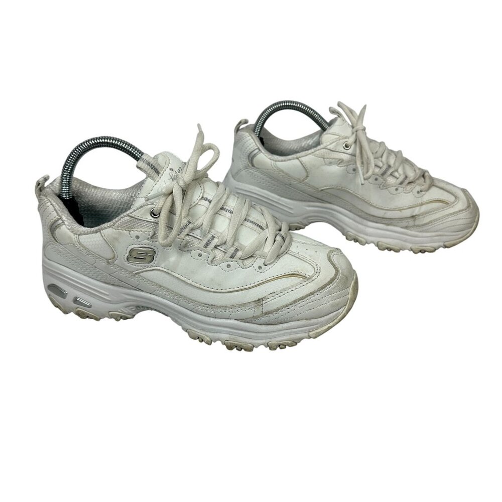 Skechers DLites Womens White Sneakers Size 8.5 Memory Foam Air Cooled Comfortabl